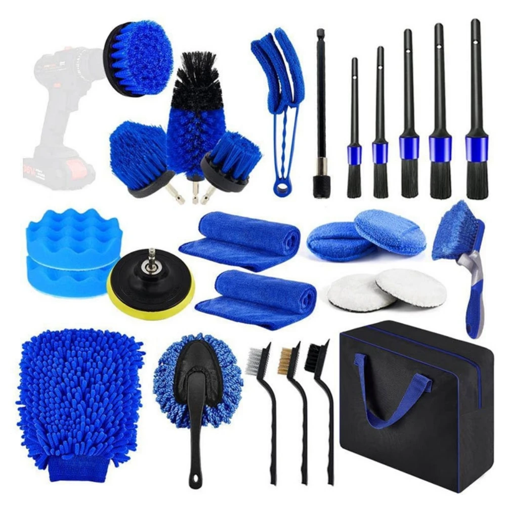 Dirt Brush Interior - Autowasborstelset Detailleringsborstel voor luchtuitlaat Velgboorborstel Sponzen